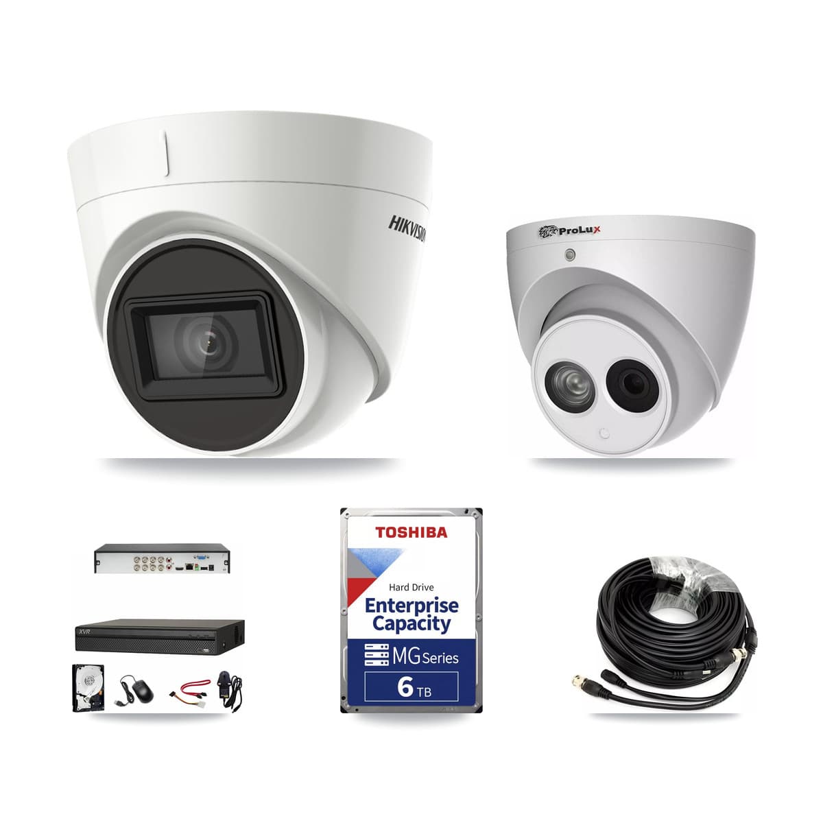 8-Channel 4MP – 4K CCTV Kit — 2 DS-2CE78U1T 4K + 1 PXC-612C4W-A 4MP Turret Cameras + 6TB Recording (XVR-3108AD Recorder) - Image 1