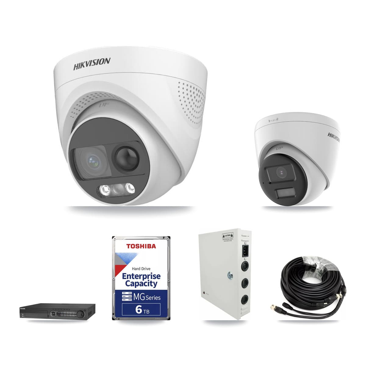 Hikvision 32-Channel 5MP CCTV Kit — 7 DS-2CE72KF3T + 3 DS-2CE78K0T Turret Cameras + 2× 6TB Recording - Image 1