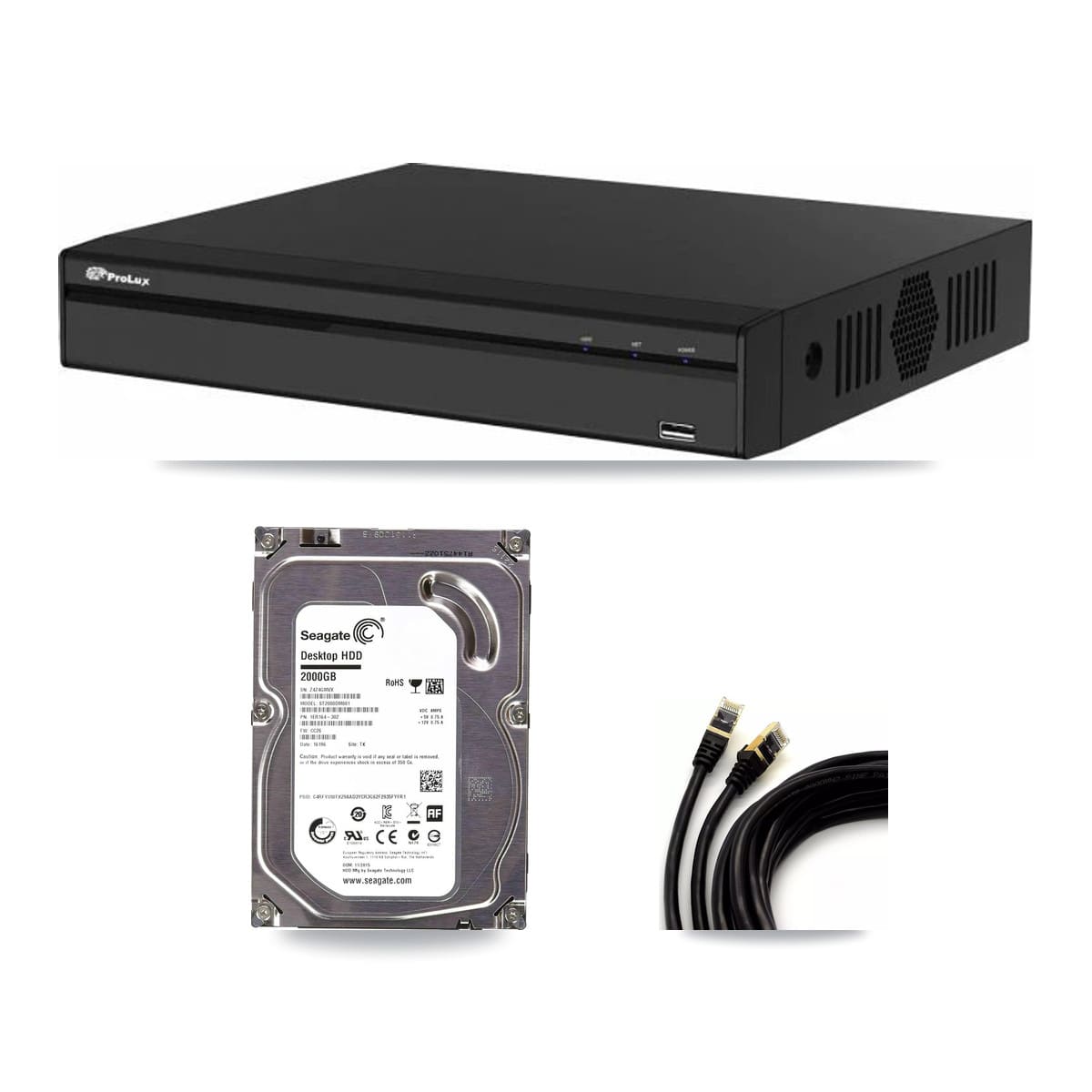 Prolux 4-channel CCTV kit: 1 camera (1× 5MP Dome), 2TB hard drive