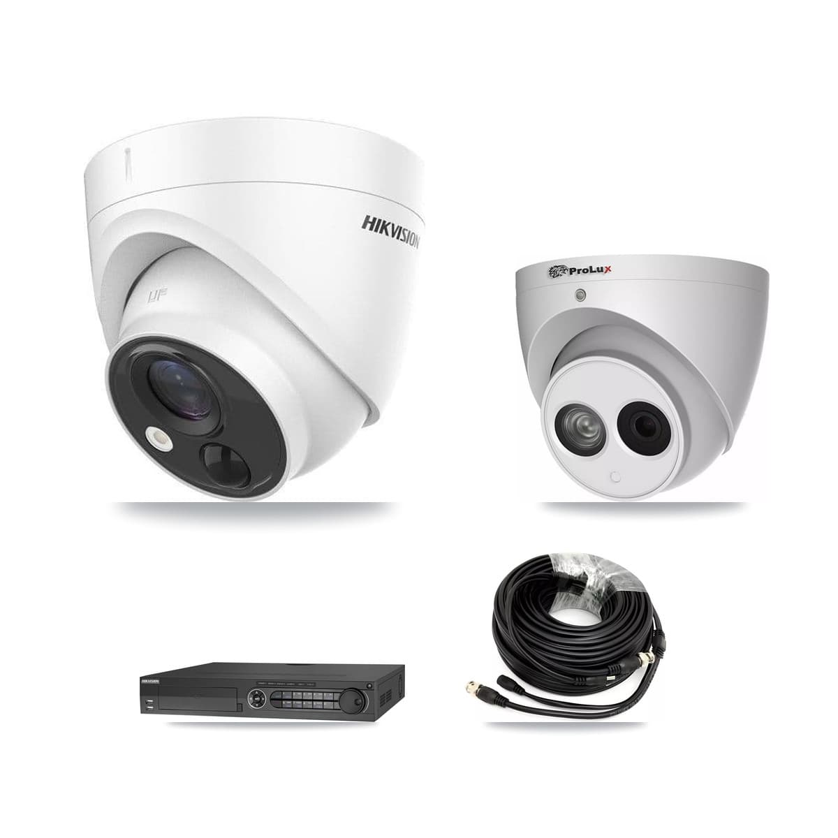 Hikvision & Prolux 32-Channel 4MP – 5MP CCTV Kit — 5 DS-2CE71H0T 5MP + 1 PXC-612C4W-A 4MP Turret Cameras + 8TB Recording (IDS-7332HUHI Recorder) - Image 1
