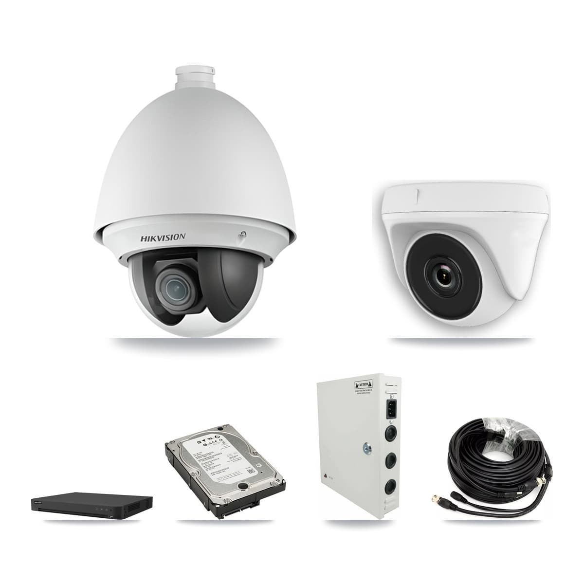 Hikvision 32-Channel 2MP CCTV Kit — 4 PTZ + 4 White Dome Cameras + 5TB Recording (IDS-7232HQHI Recorder) - Image 1