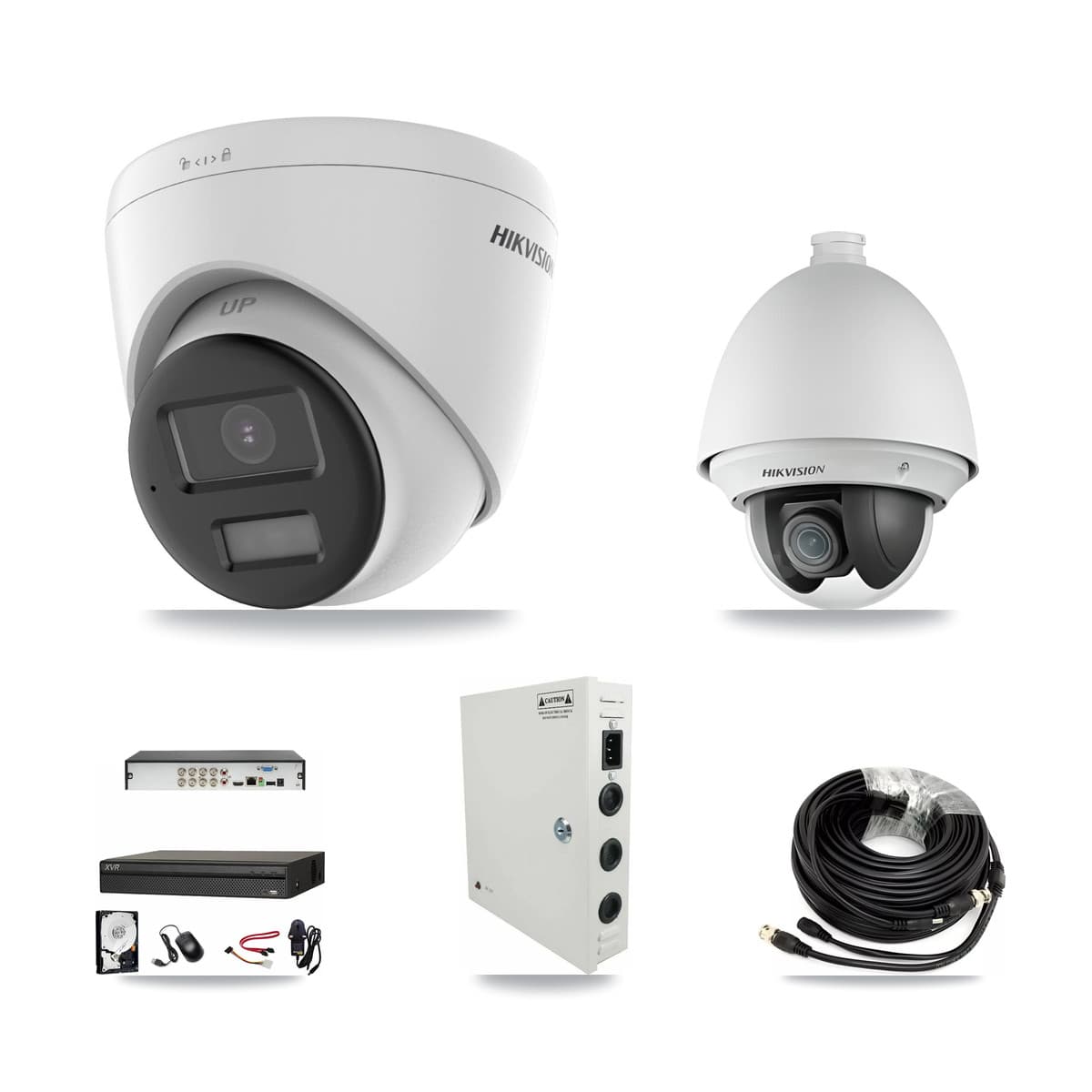 Hikvision & Dahua 8-Channel 2MP – 4K CCTV Kit — 1 DS-2AE4225T 2MP PTZ + 3 DS-2CE78U0T 4K Turret Cameras + 8TB Recording (XVR-3108AD Recorder) - Image 1