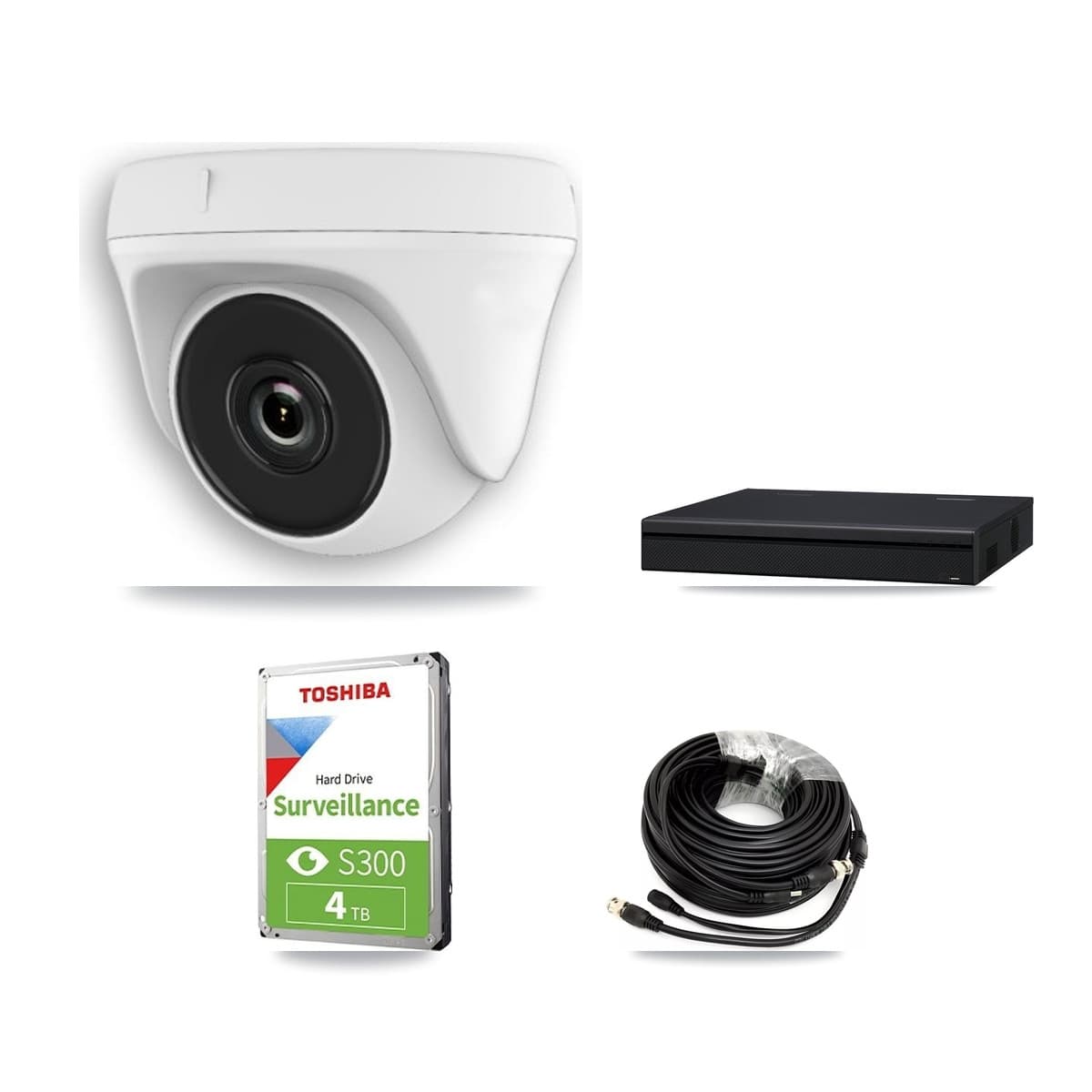 8-Channel 2MP CCTV Kit — 4 White Dome Cameras + 4TB Recording (XVR-3108AD Recorder)