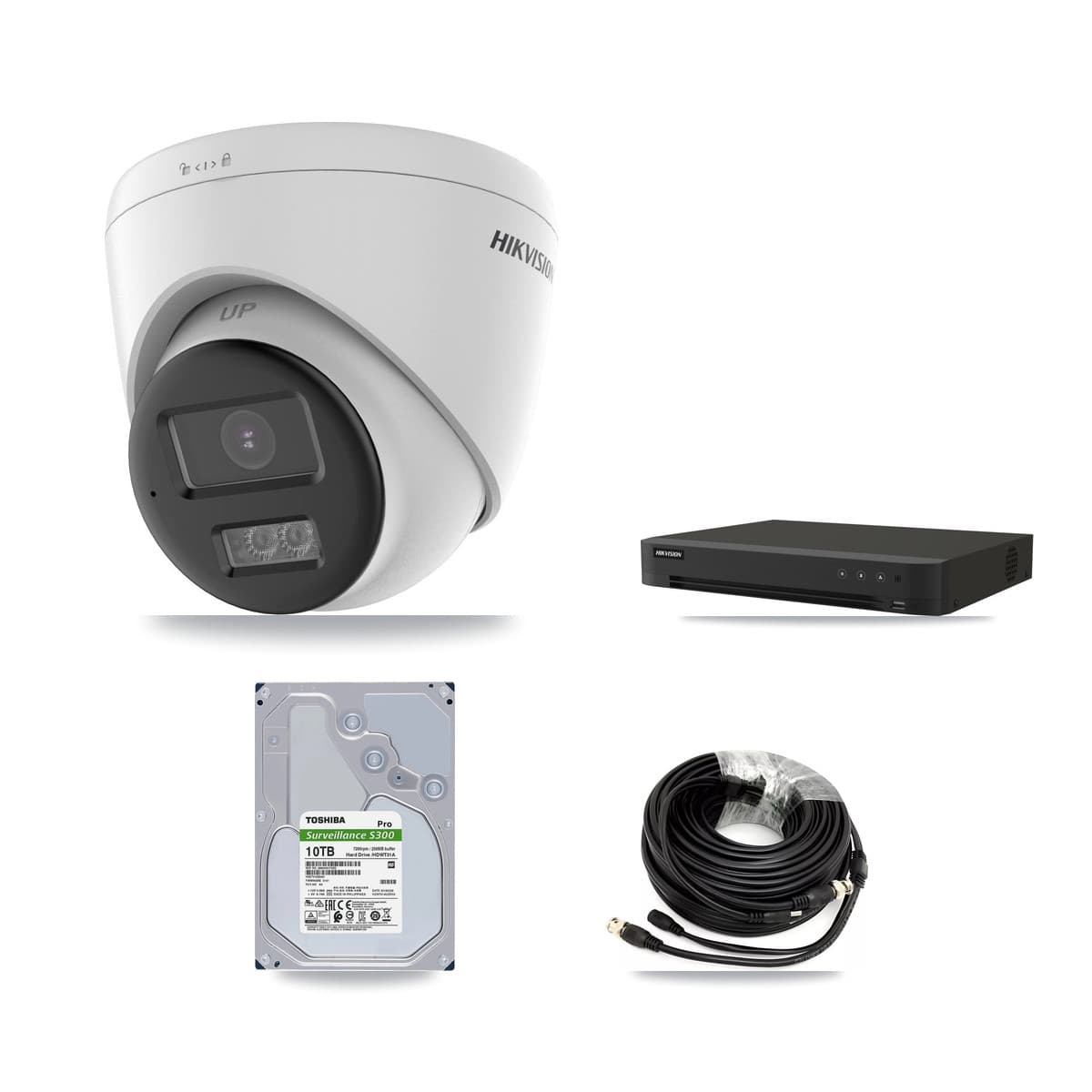 Hikvision 16-Channel 5MP CCTV Kit — 2 DS-2CE78K0T + 6 DS-2CE78K0T Turret Cameras + 10TB Recording (IDS-7216HQHI Recorder) - Image 1