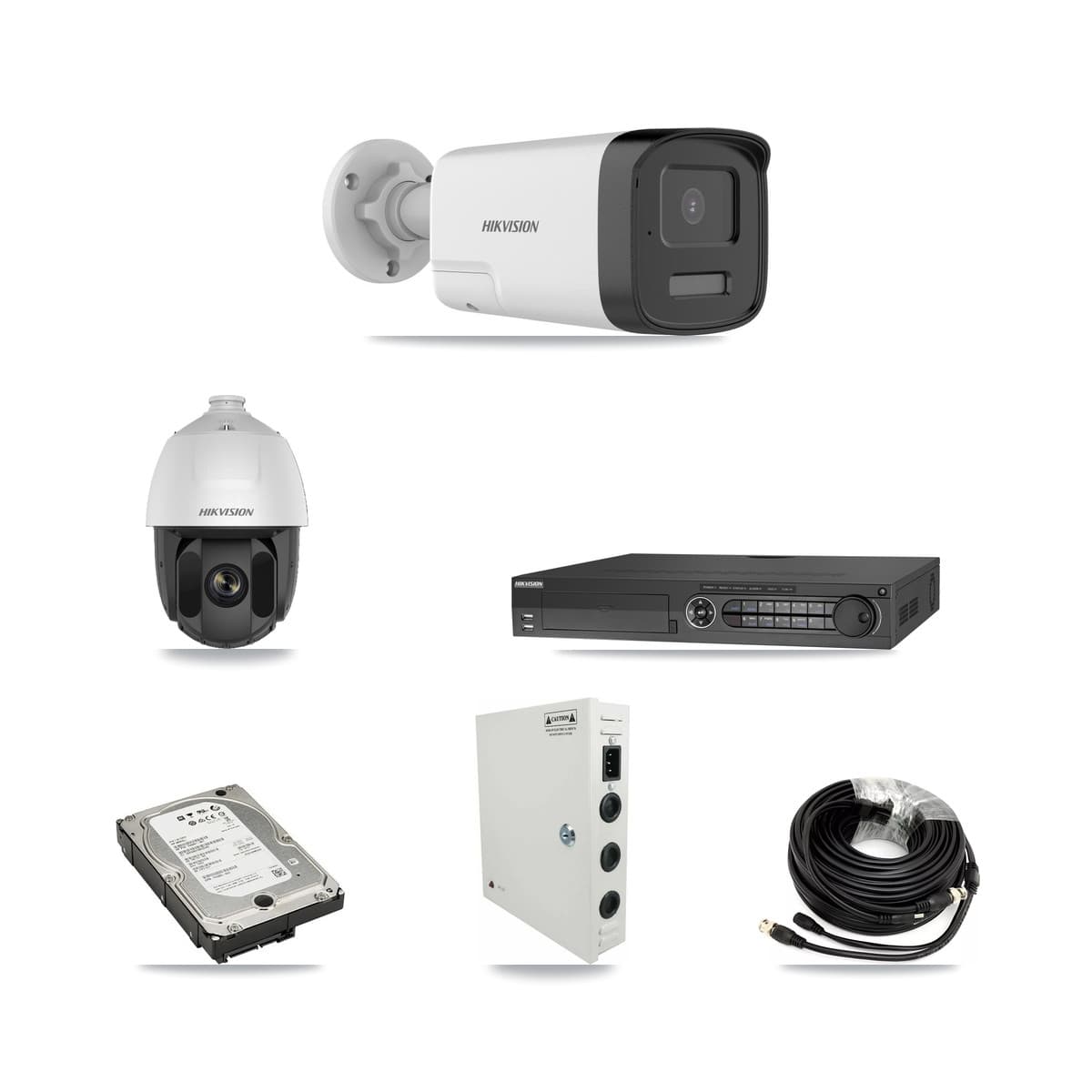 Hikvision 32-Channel 2MP – 5MP CCTV Kit — 1 DS-2AE5225TI 2MP PTZ + 10 DS-2CE17K0T 5MP Bullet Cameras + 3× 5TB Recording - Image 1