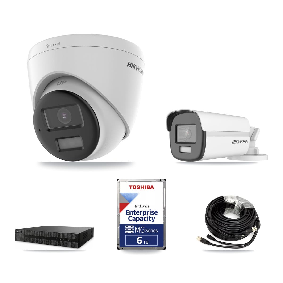 Hikvision 8-Channel 4K CCTV Kit — 1 DS-2CE12UF3T Bullet + 3 DS-2CE78U0T Turret Cameras + 6TB Recording