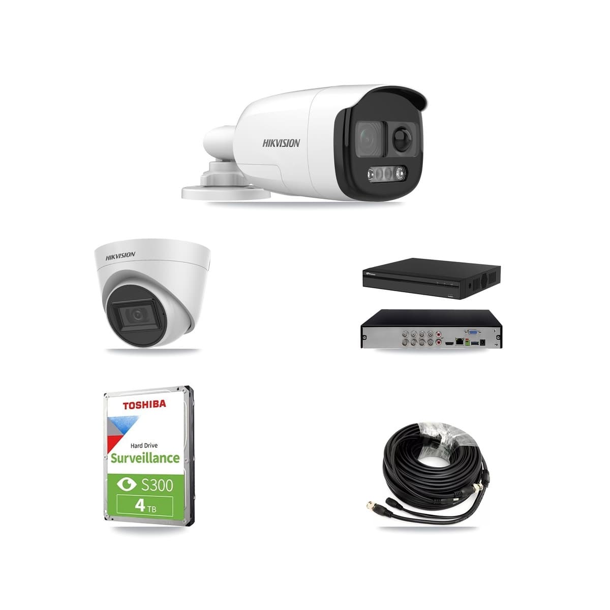 Hikvision & Prolux 8-Channel 5MP CCTV Kit — 1 Bullet + 1 White Turret Cameras + 4TB Recording - Image 1