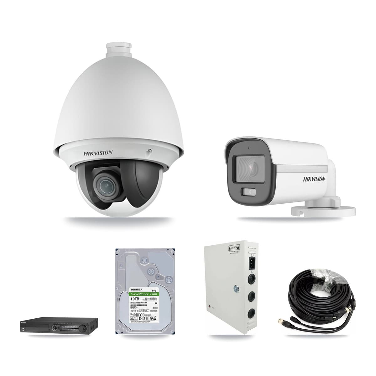 Hikvision 32-Channel 2MP – 5MP CCTV Kit — 28 DS-2AE4225T 2MP PTZ + 1 DS-2CE12KF0T 5MP Bullet Cameras + 2× 10TB Recording (DS-7332HQHI Recorder) - Image 1