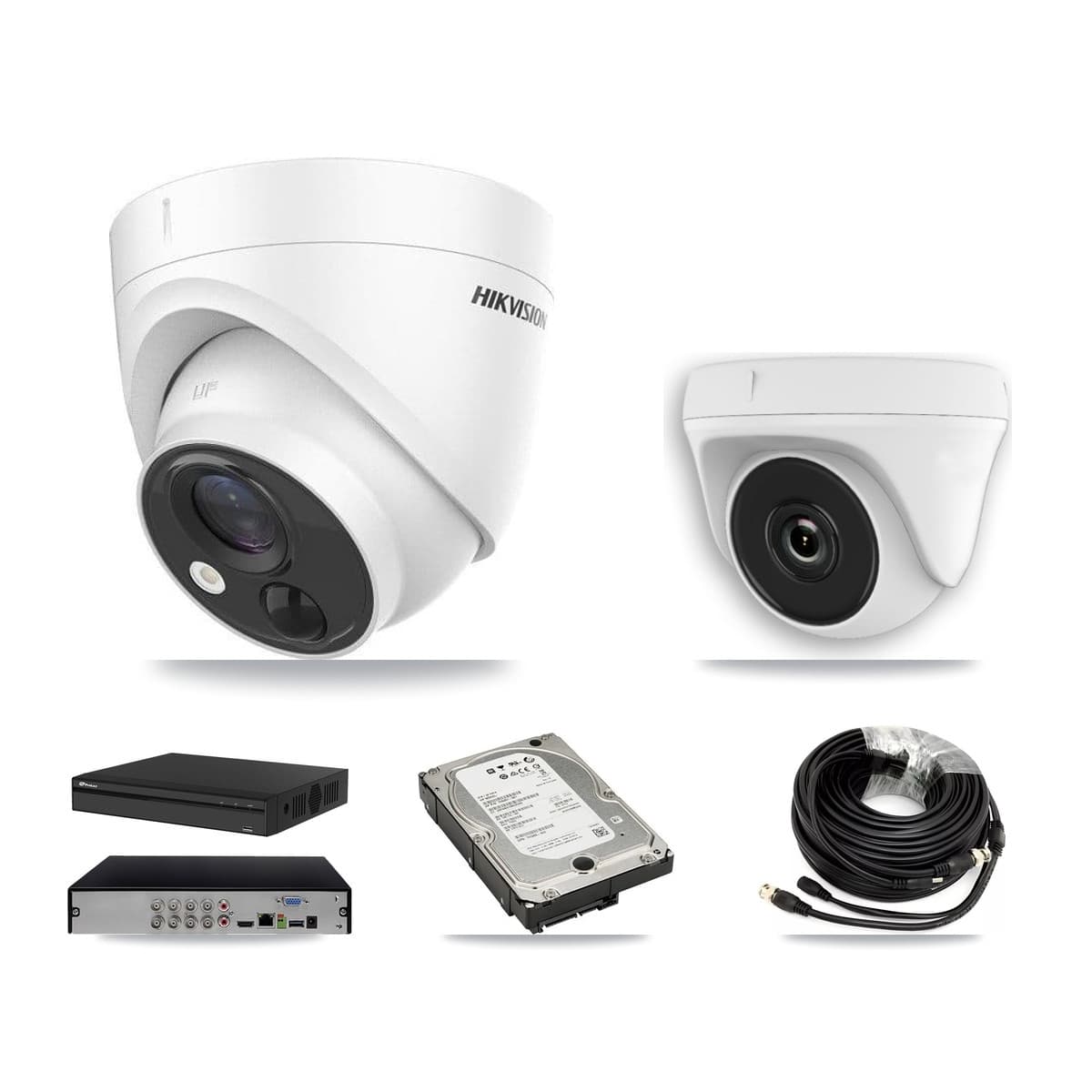 Hikvision & Prolux 8-Channel 2MP – 5MP CCTV Kit — 3 5MP Turret + 1 White 2MP Dome Cameras + 5TB Recording (PXD-5108HS Recorder) - Image 1