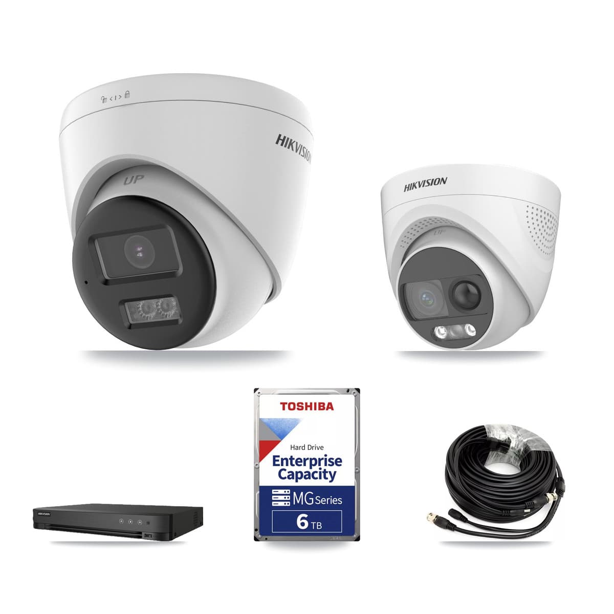 Hikvision 8-Channel 5MP CCTV Kit — 1 DS-2CE72KF3T + 4 DS-2CE78K0T Turret Cameras + 6TB Recording (IDS-7208HQHI Recorder)