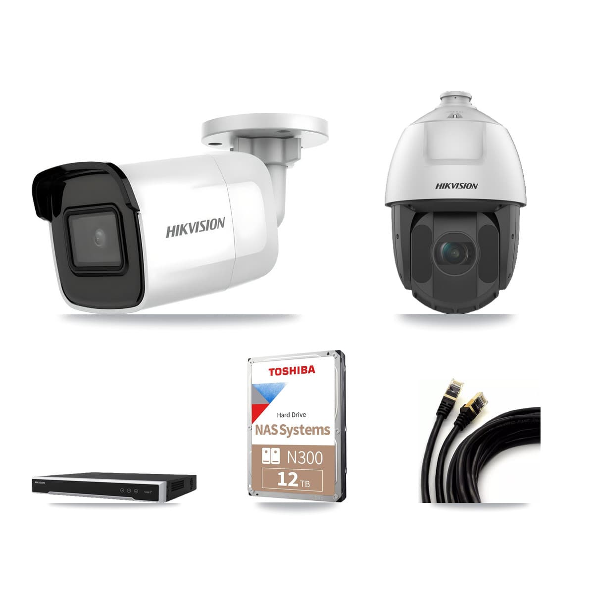 Hikvision 16-Channel 2MP – 4K CCTV Kit — 11 4K Bullet + 5 2MP PTZ Cameras + 2× 12TB Recording - Image 1
