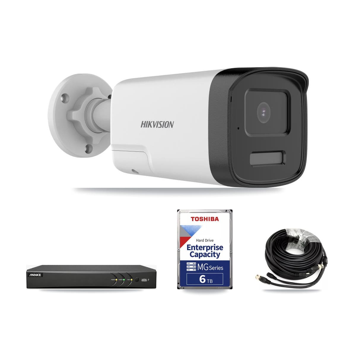 Hikvision & ANNKE 4-Channel 5MP CCTV Kit — 4 DS-2CE17K0T Bullet Cameras + 6TB Recording