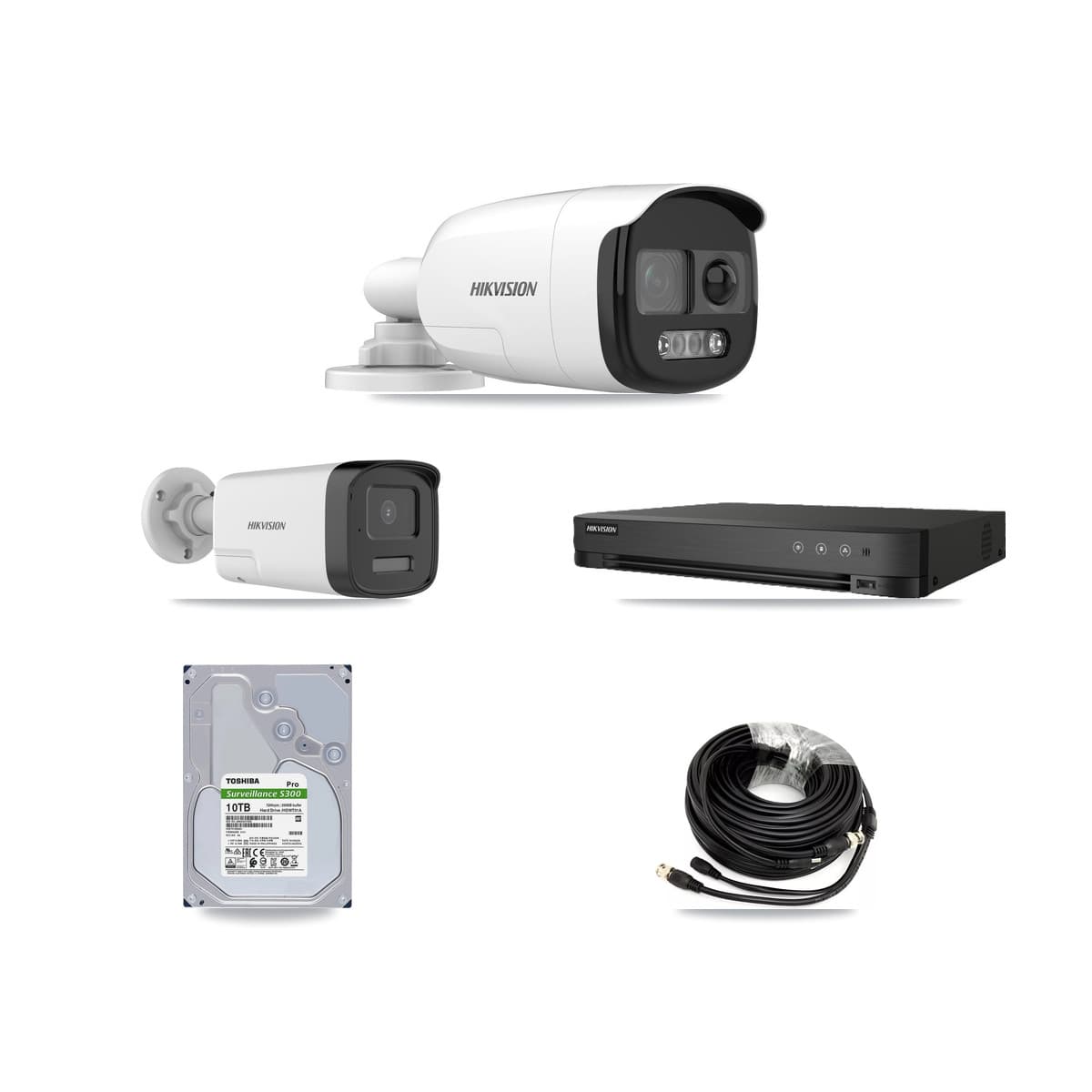 Hikvision 8-Channel 5MP CCTV Kit — 3 DS-2CE12KF3T + 1 DS-2CE17K0T Bullet Cameras + 10TB Recording (IDS-7208HUHI Recorder)