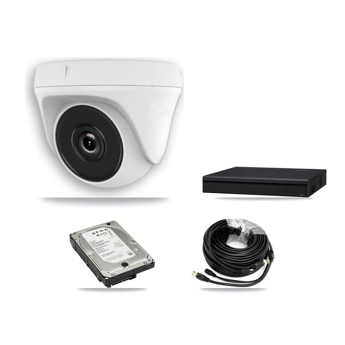 8-Channel 2MP CCTV Kit — 8 White Dome Cameras + 5TB Recording (XVR-3108AD Recorder)