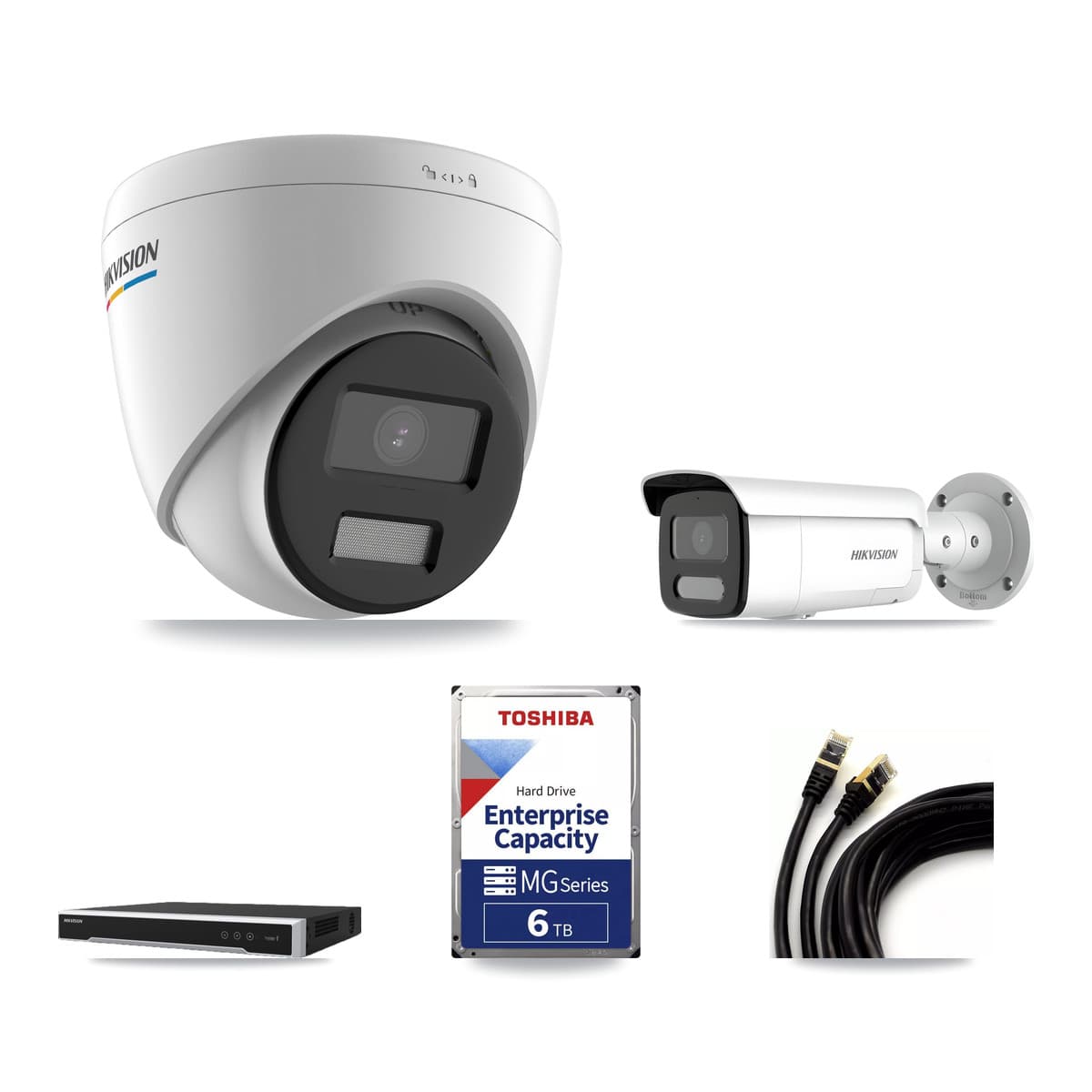 Hikvision 16-Channel 2MP – 4MP CCTV Kit — 3 2MP Turret + 3 4MP Bullet Cameras + 6TB Recording - Image 1