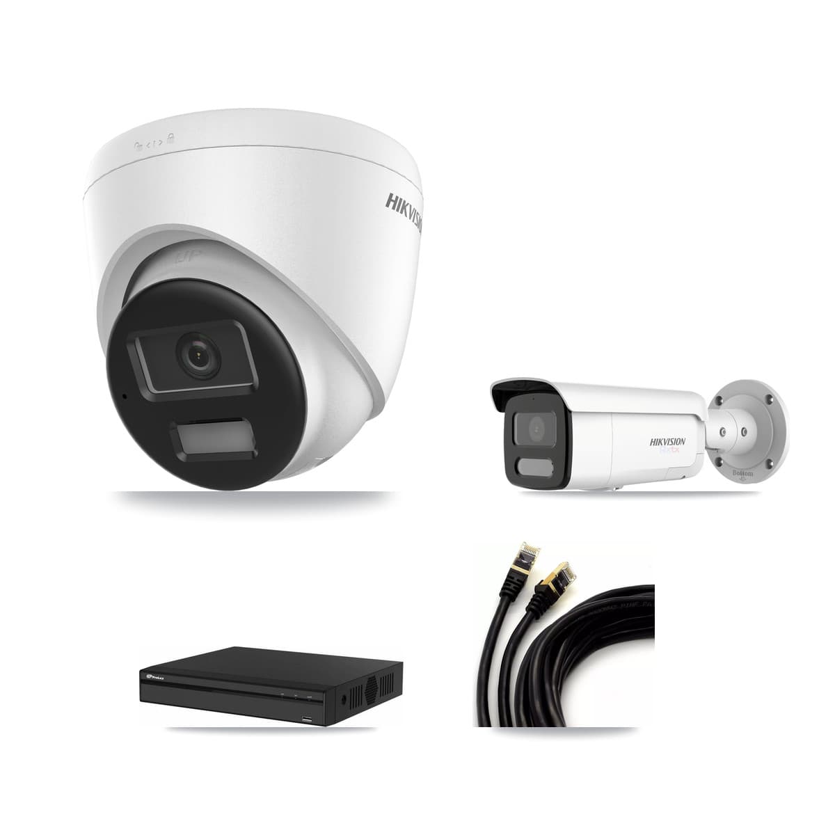 Hikvision & Prolux 4-Channel 4K CCTV Kit — 2 Turret + 1 Bullet Cameras + 8TB Recording - Image 1