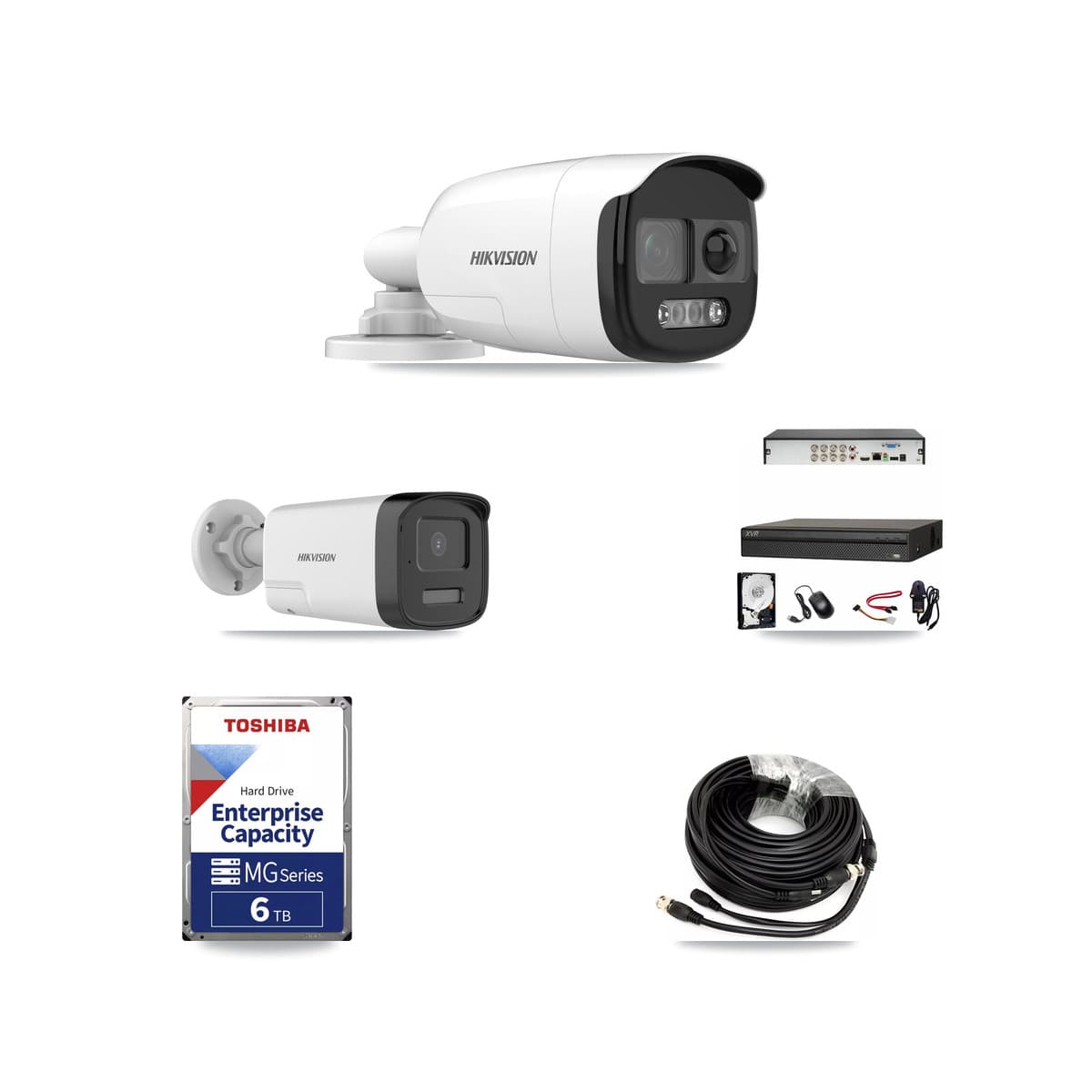 Hikvision & Dahua 8-Channel 5MP CCTV Kit — 1 DS-2CE12KF3T + 1 DS-2CE17K0T Bullet Cameras + 6TB Recording