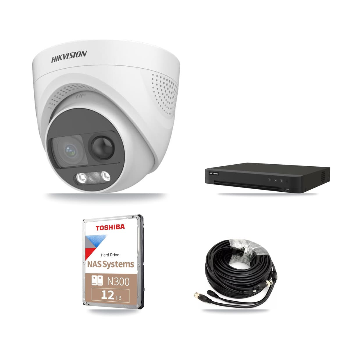 Hikvision 8-Channel 5MP CCTV Kit — 8 DS-2CE72KF3T Turret Cameras + 12TB Recording