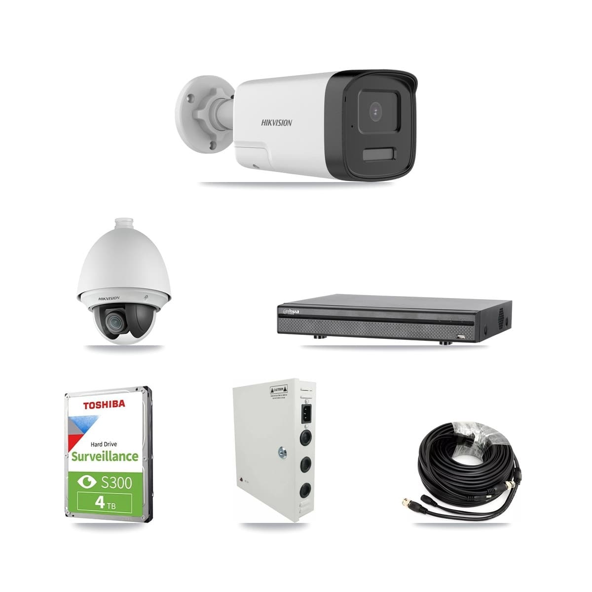 Hikvision & Dahua 8-Channel 2MP – 5MP CCTV Kit — 1 DS-2AE4225T 2MP PTZ + 2 DS-2CE17K0T 5MP Bullet Cameras + 4TB Recording (DH-XVR5108H Recorder) - Image 1