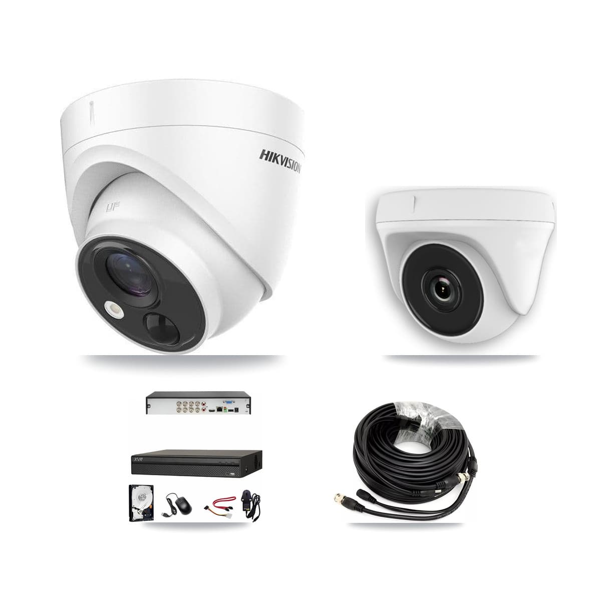 Hikvision & Dahua 8-Channel 2MP – 5MP CCTV Kit — 4 DS-2CE71H0T 5MP Turret + 4 White HDT-2MP-N20W 2MP Dome Cameras + 8TB Recording - Image 1