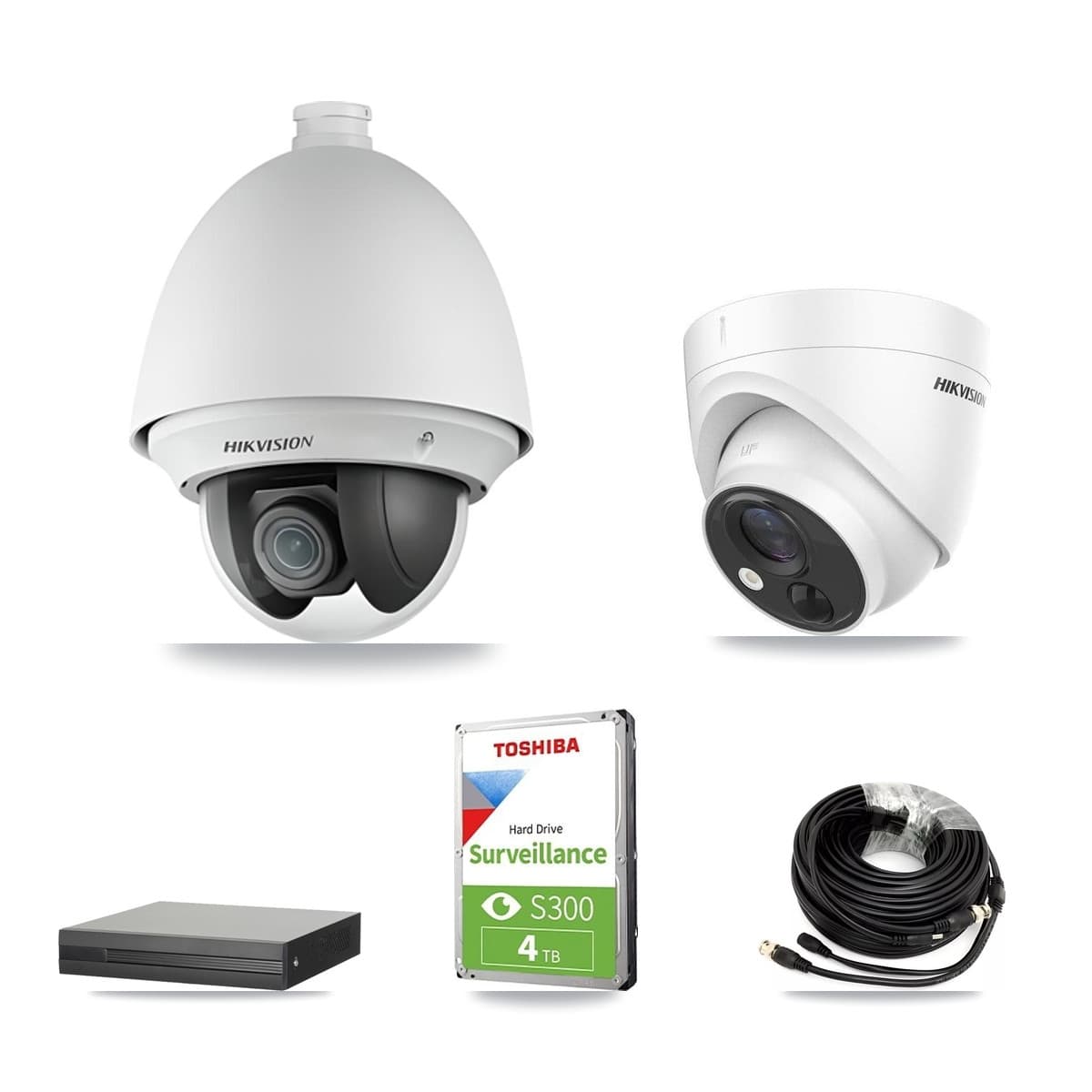 Hikvision 16-Channel 2MP – 5MP CCTV Kit — 1 DS-2AE4225T 2MP PTZ + 1 DS-2CE71H0T 5MP Turret Cameras + 4TB Recording (XVR-3116HS Recorder) - Image 1
