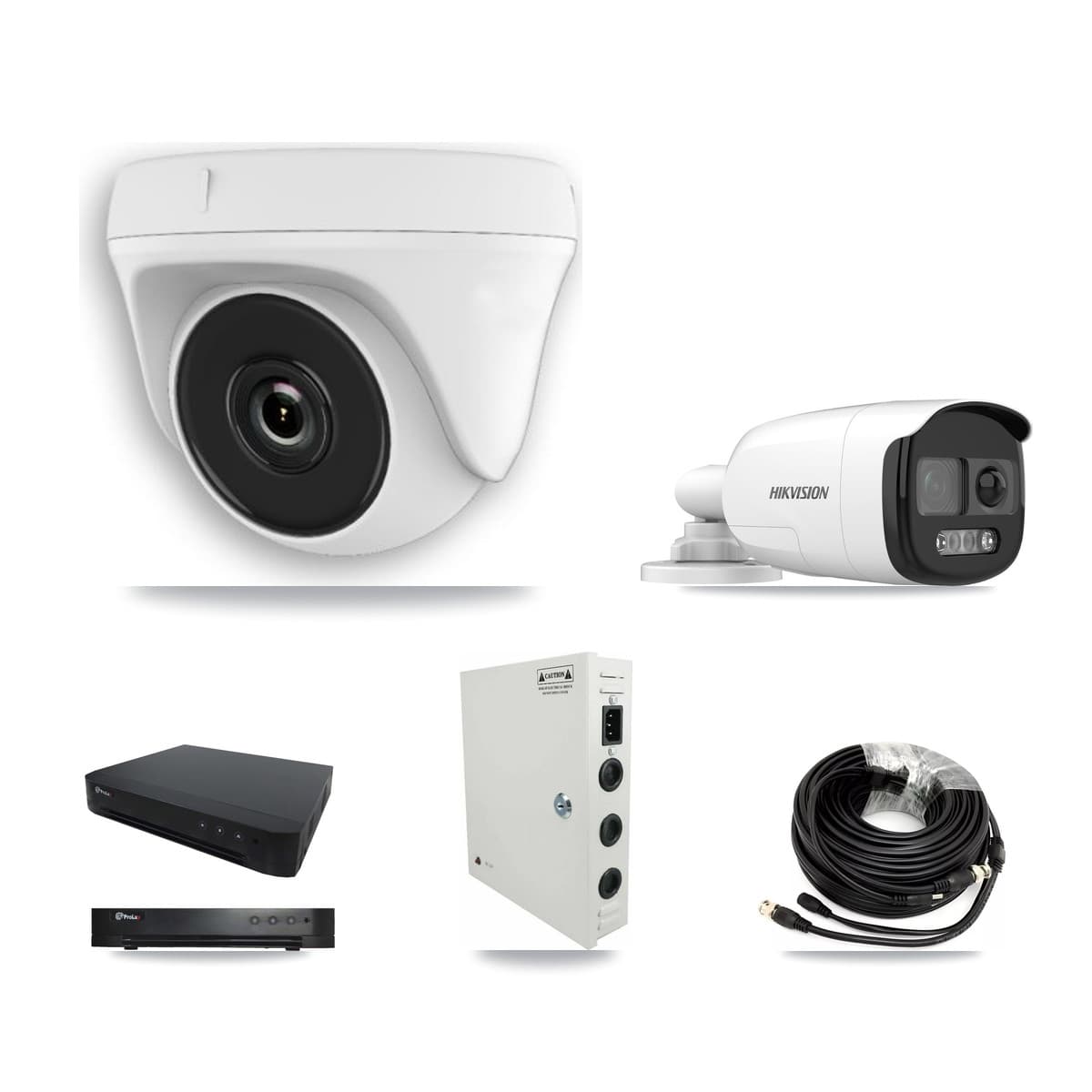 Hikvision & Prolux 16-Channel 2MP – 5MP CCTV Kit — 1 DS-2CE12KF3T 5MP Bullet + 10 White HDT-2MP-N20W 2MP Dome Cameras + 8TB Recording - Image 1