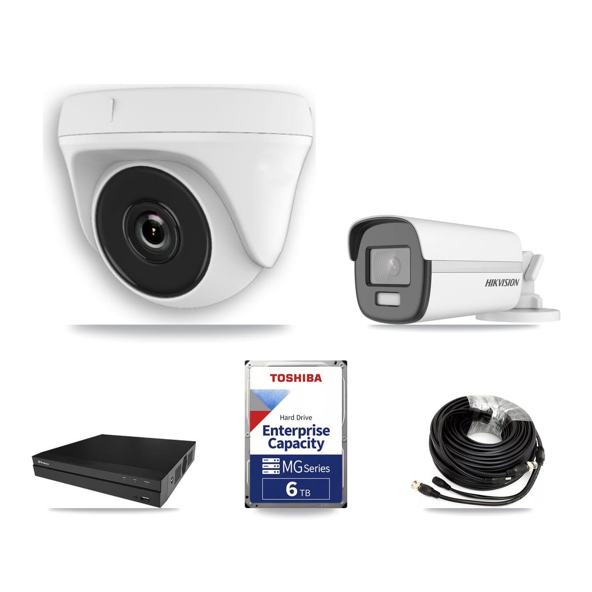 Hikvision & Prolux 8-Channel 2MP – 4K CCTV Kit — 1 4K Bullet + 5 White 2MP Dome Cameras + 6TB Recording (PXD-5208AN Recorder) - Image 1