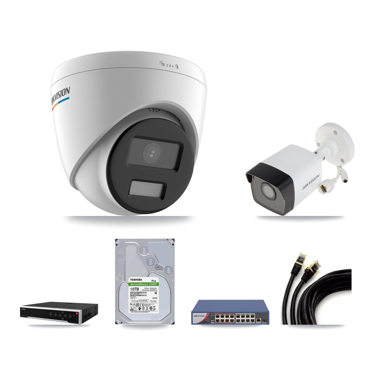 Hikvision 32-Channel 2MP – 5MP CCTV Kit — 1 5MP Bullet + 28 2MP Turret Cameras + 2× 10TB Recording