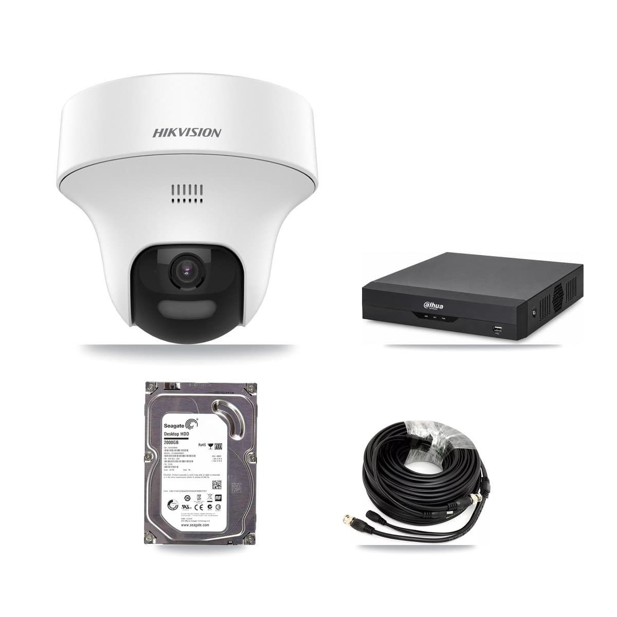 Hikvision & Dahua 4-Channel 5MP CCTV Kit — 1 DS-2CE70K0T Turret Camera + 2TB Recording - Image 1