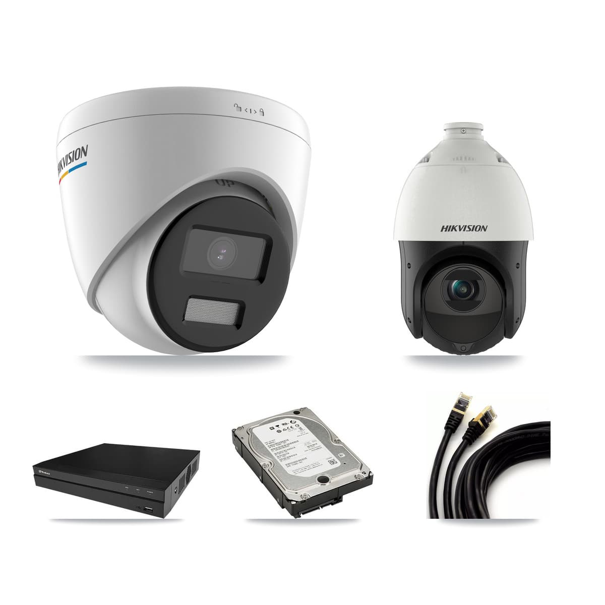 Hikvision & Prolux 8-Channel 2MP – 4MP CCTV Kit — 5 2MP Turret + 1 4MP PTZ Cameras + 5TB Recording - Image 1