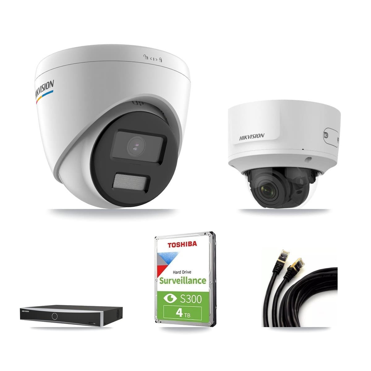 Hikvision 4-Channel 2MP CCTV Kit — 2 Turret + 1 Dome Cameras + 4TB Recording