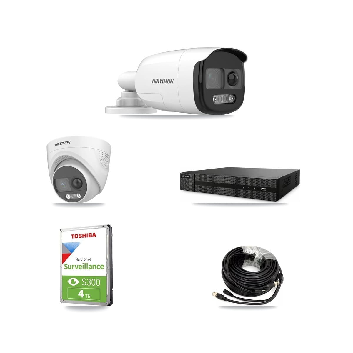 Hikvision 8-Channel 5MP CCTV Kit — 2 Bullet + 1 Turret Cameras + 4TB Recording (DVR-8CH Recorder) - Image 1