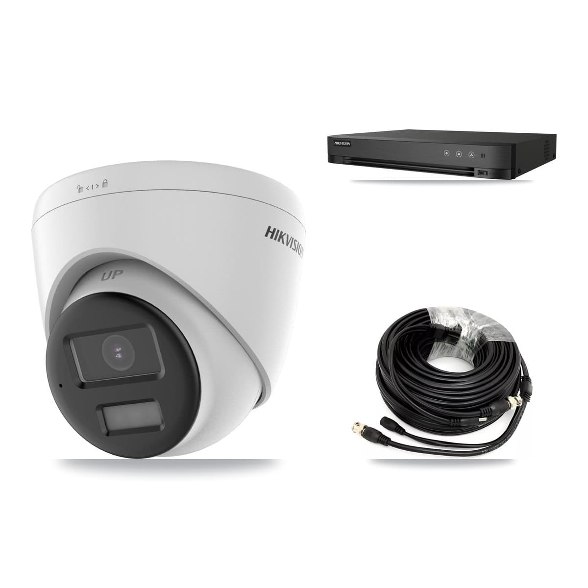 Hikvision 4-Channel 5MP – 4K CCTV Kit — 2 DS-2CE78K0T-LPTS 5MP + 2 DS-2CE78U0T-LPTS 4K Turret Cameras + 8TB Recording (IDS-7204HUHI-M1/XT Recorder)