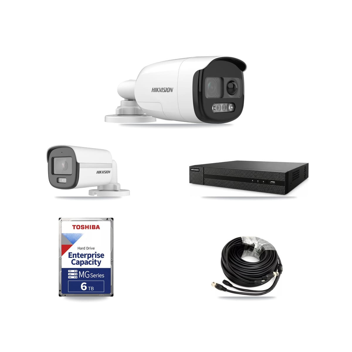Hikvision 8-Channel 5MP CCTV Kit — 1 DS-2CE12KF0T + 4 DS-2CE12KF3T Bullet Cameras + 6TB Recording (DVR-8CH Recorder) - Image 1