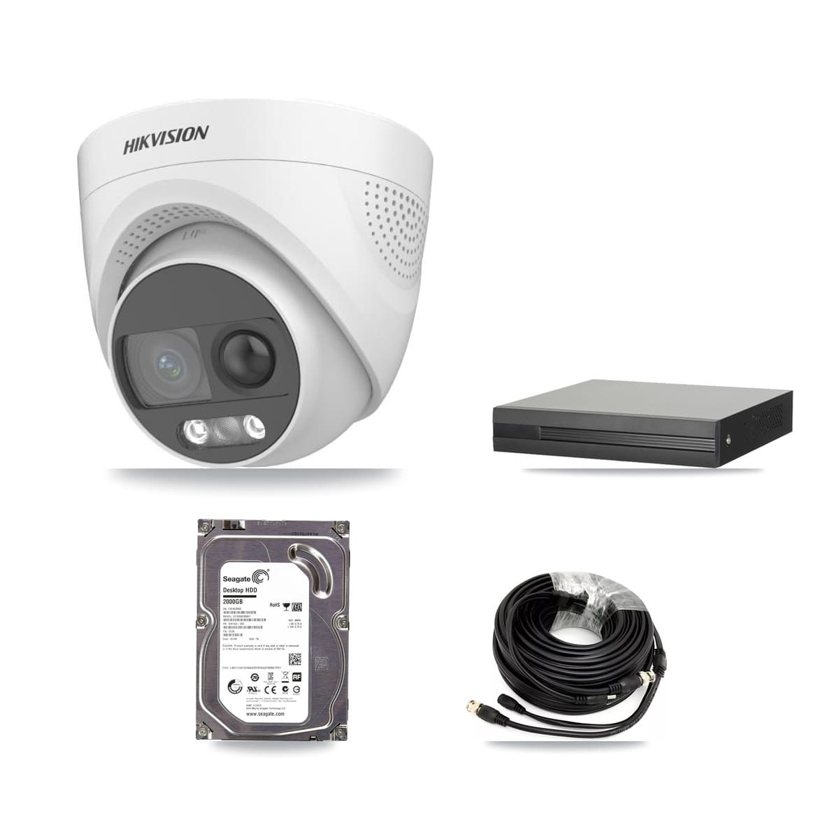 Hikvision 8-Channel 5MP CCTV Kit — 1 DS-2CE72KF3T Turret Camera + 2TB Recording (XVR-3108HS Recorder) - Image 1