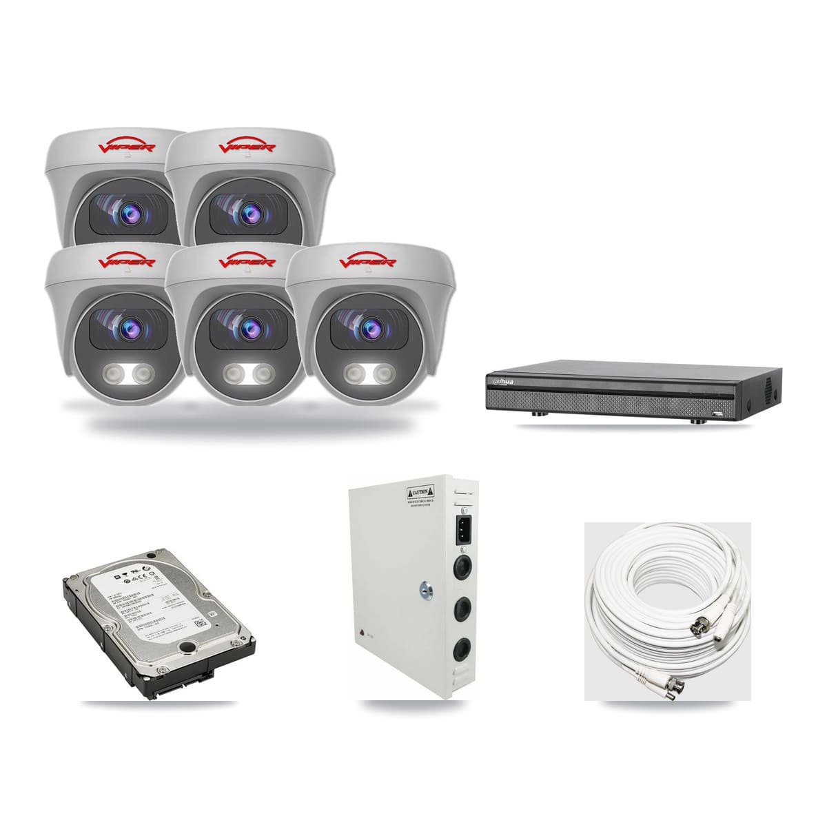 Dahua 8-channel CCTV kit: 5 cameras (5× 5MP Camera), 5TB hard drive