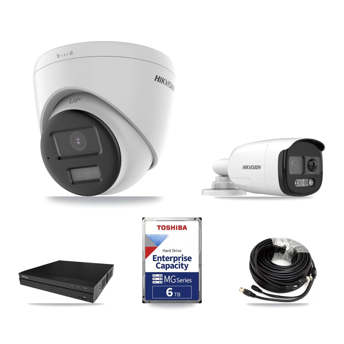 Hikvision & Prolux 8-Channel 5MP – 4K CCTV Kit — 1 DS-2CE12KF3T 5MP Bullet + 2 DS-2CE78U0T 4K Turret Cameras + 6TB Recording - Image 1