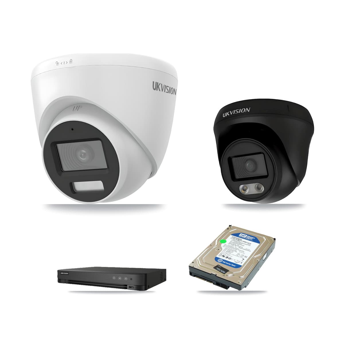 Hikvision 8-Channel 4K CCTV Kit — 4 UKVISION Cameras + 500GB Recording (IDS-7208HUHI Recorder)