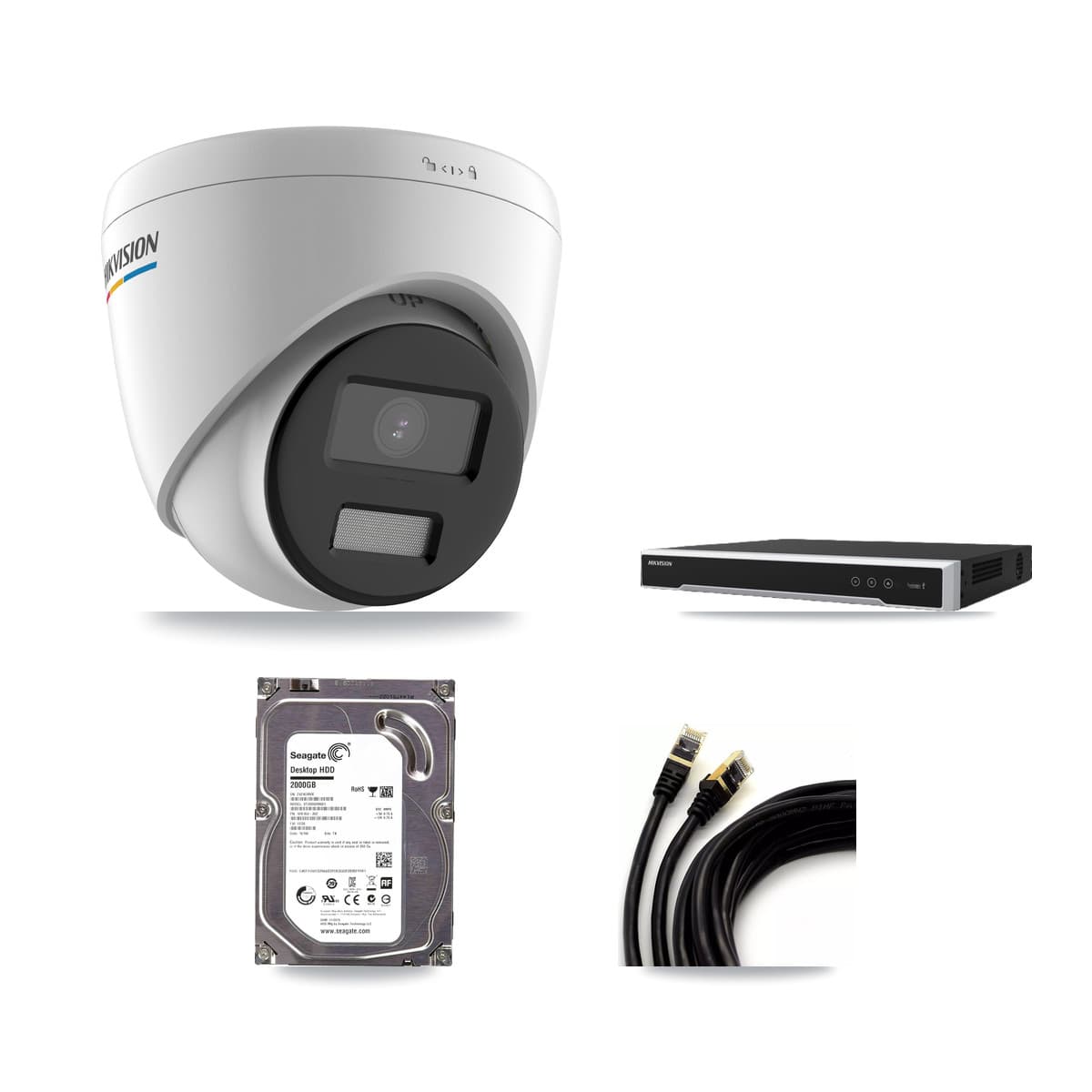Hikvision 8-Channel 2MP CCTV Kit — 3 Turret Cameras + 2TB Recording