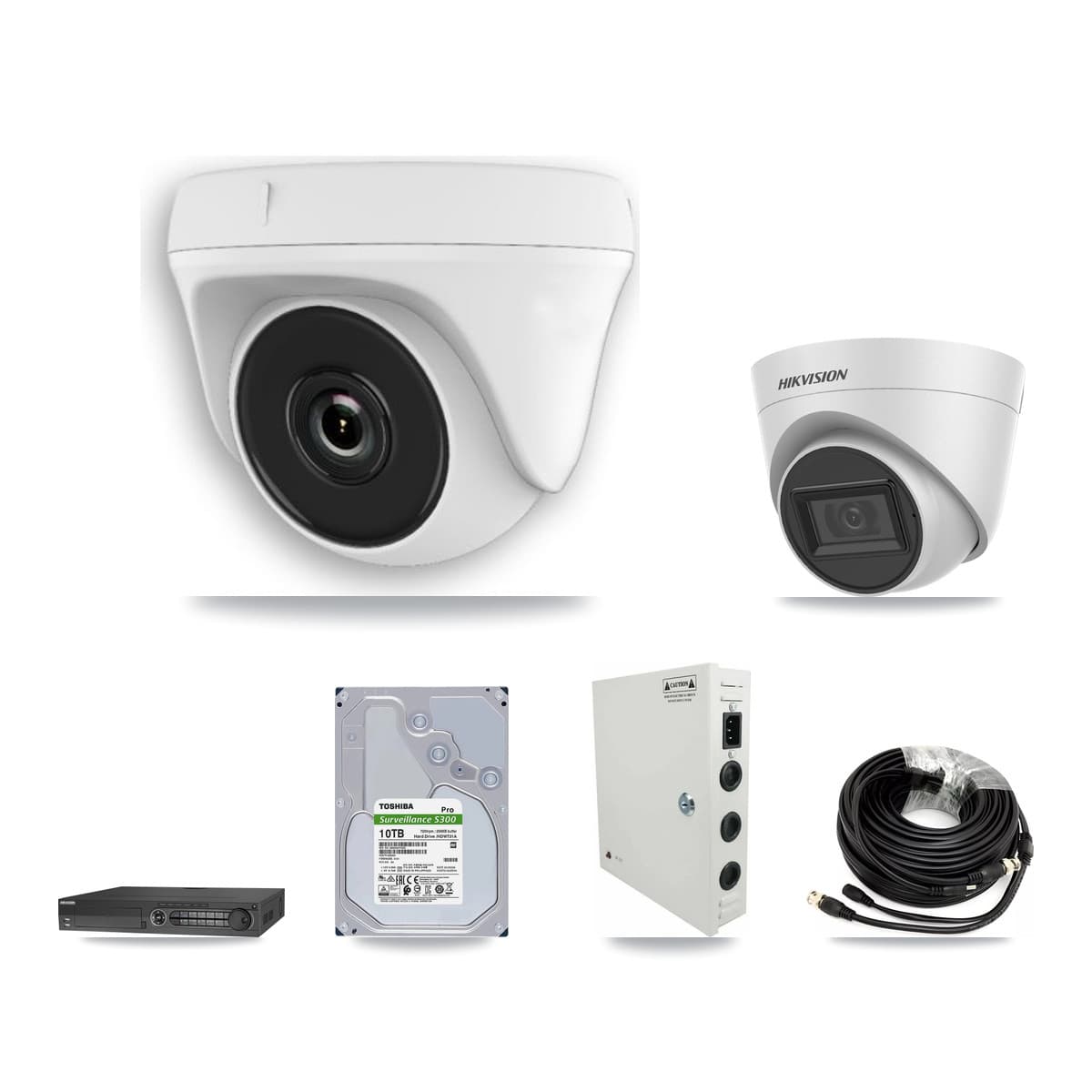 Hikvision 32-Channel 2MP – 5MP CCTV Kit — 1 White 5MP Turret + 13 White 2MP Dome Cameras + 10TB Recording (DS-7332HQHI Recorder) - Image 1