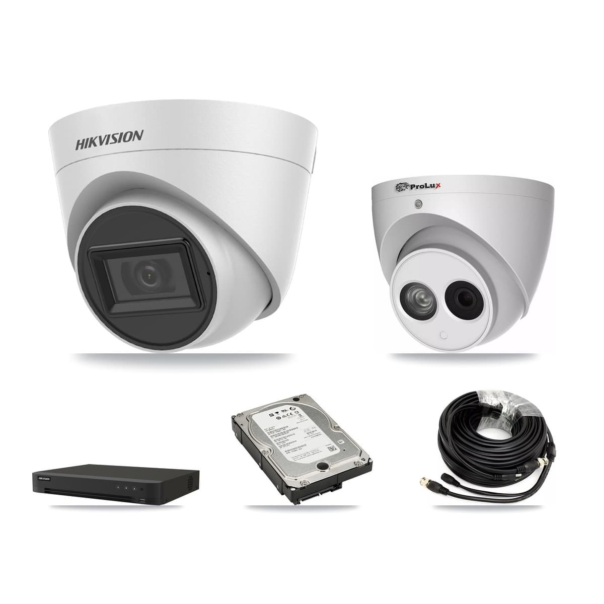 Hikvision & Prolux 16-Channel 4MP – 5MP CCTV Kit — 3 White 5MP + 1 4MP Turret Cameras + 5TB Recording (IDS-7216HQHI Recorder) - Image 1