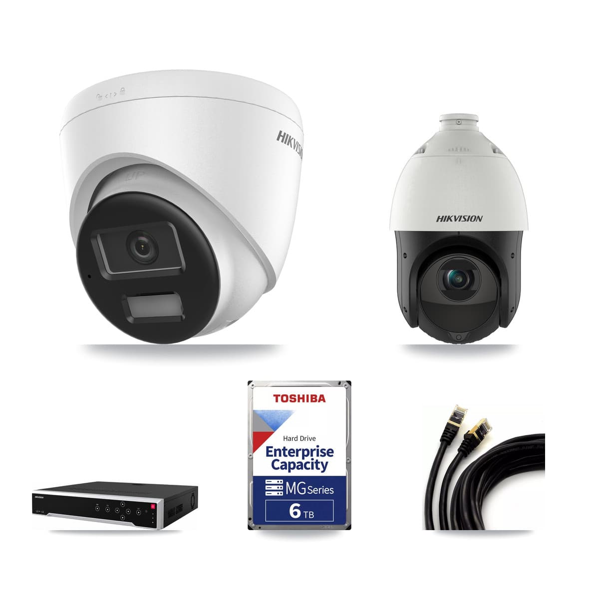 Hikvision 32-Channel 4MP – 4K CCTV Kit — 6 4K Turret + 1 4MP PTZ Cameras + 3× 6TB Recording - Image 1