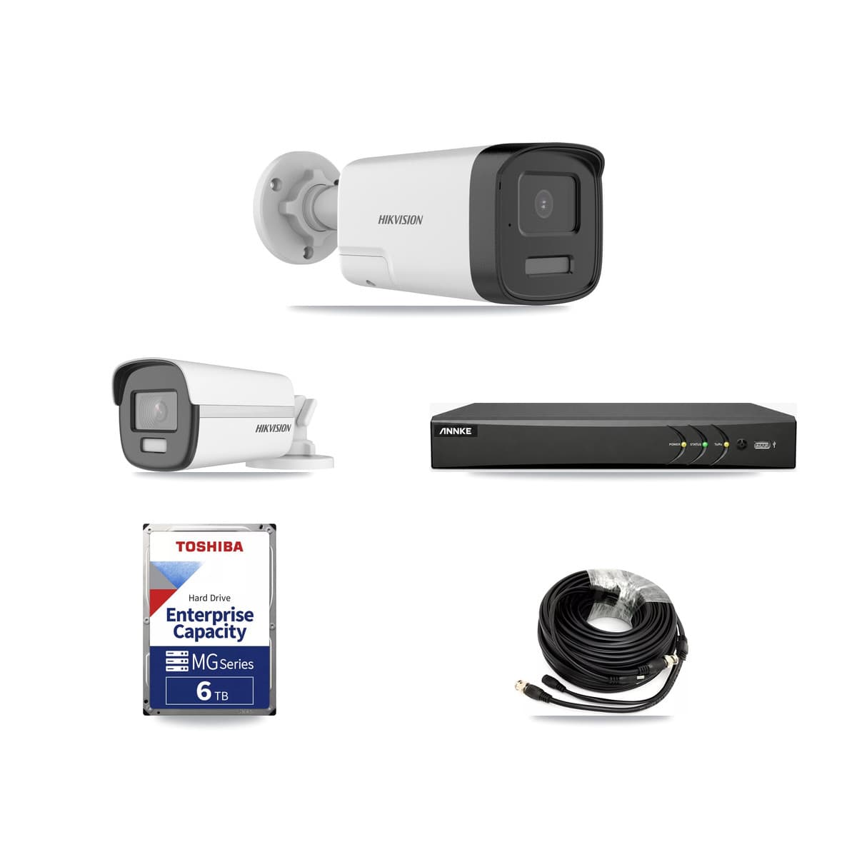 Hikvision & ANNKE 4-Channel 5MP – 4K CCTV Kit — 1 4K + 3 5MP Bullet Cameras + 6TB Recording - Image 1
