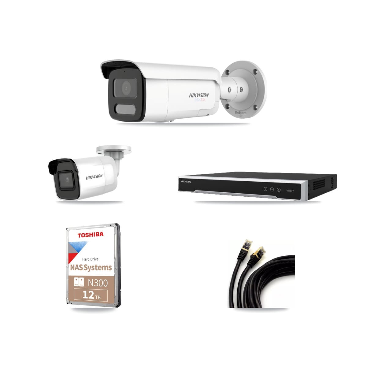 Hikvision 16-Channel 4K CCTV Kit — 1 DS-2CD2085G1 + 15 DS-2CD2T87G2H Bullet Cameras + 2× 12TB Recording