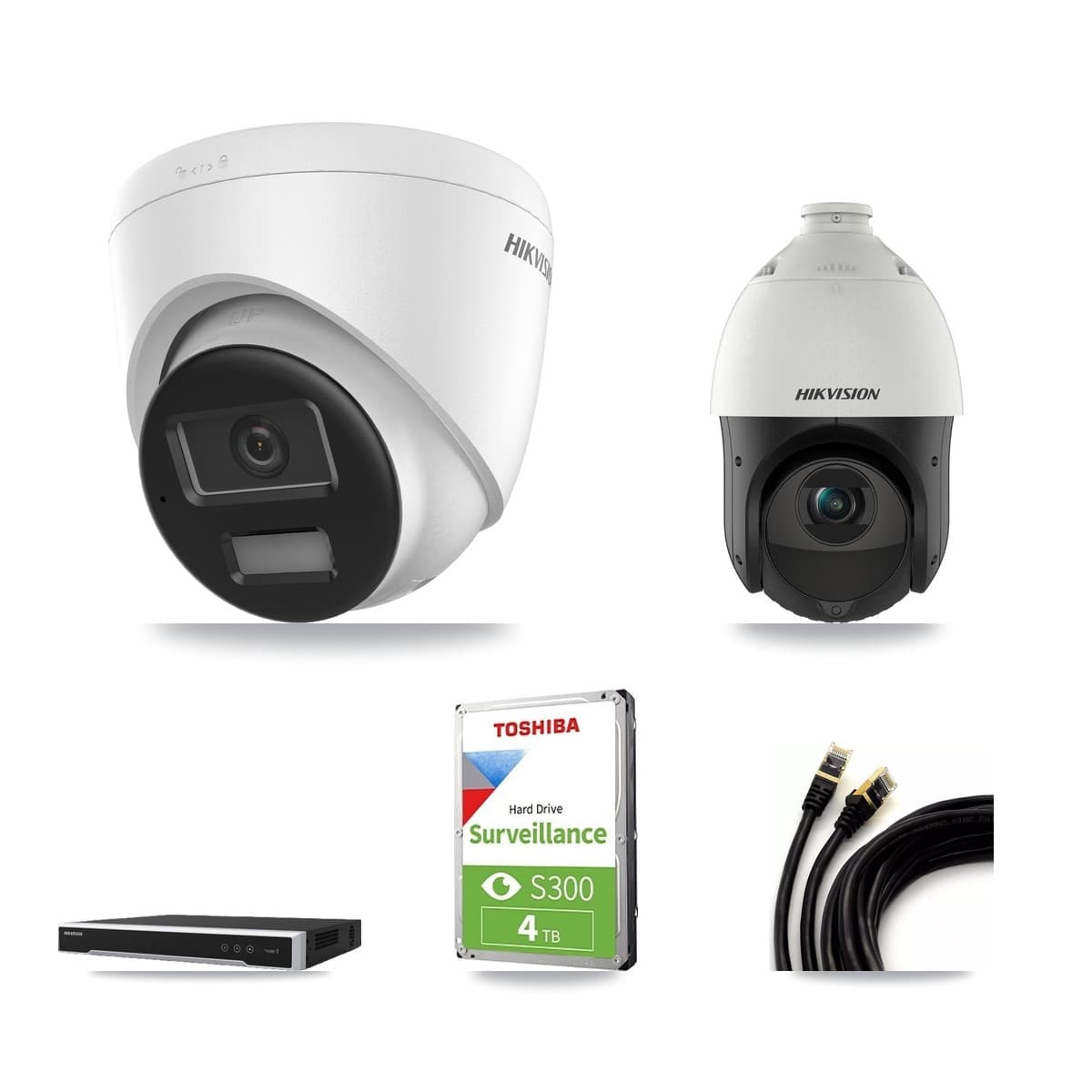 Hikvision 8-Channel 4MP – 4K CCTV Kit — 1 4K Turret + 1 4MP PTZ Cameras + 4TB Recording - Image 1