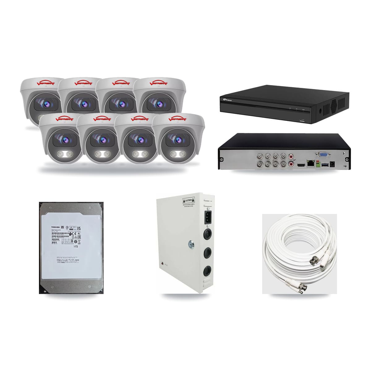 Prolux 8-channel CCTV kit: 8 cameras (8× 5MP Camera), 14TB hard drive