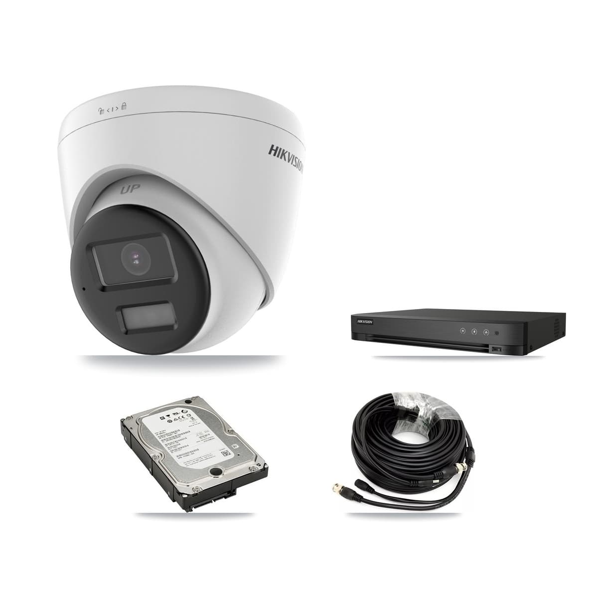 Hikvision 4-Channel 4K CCTV Kit — 2 DS-2CE78U0T Turret Cameras + 5TB Recording (IDS-7204HUHI Recorder)