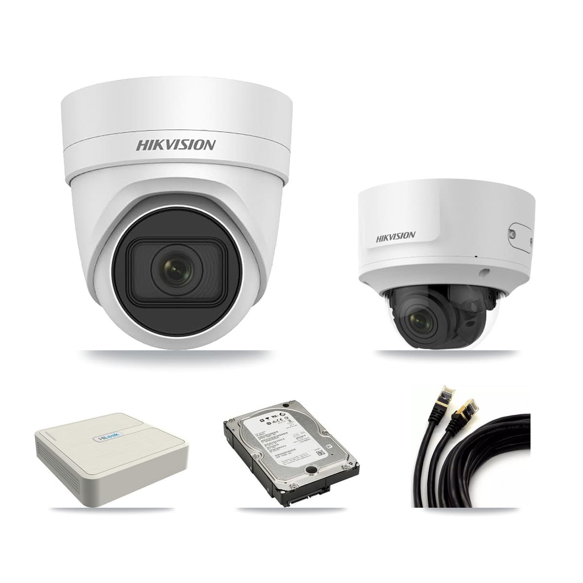 Hikvision & HiLook 8-Channel 2MP – 4MP CCTV Kit — 1 2MP Dome + 3 4MP Turret Cameras + 5TB Recording