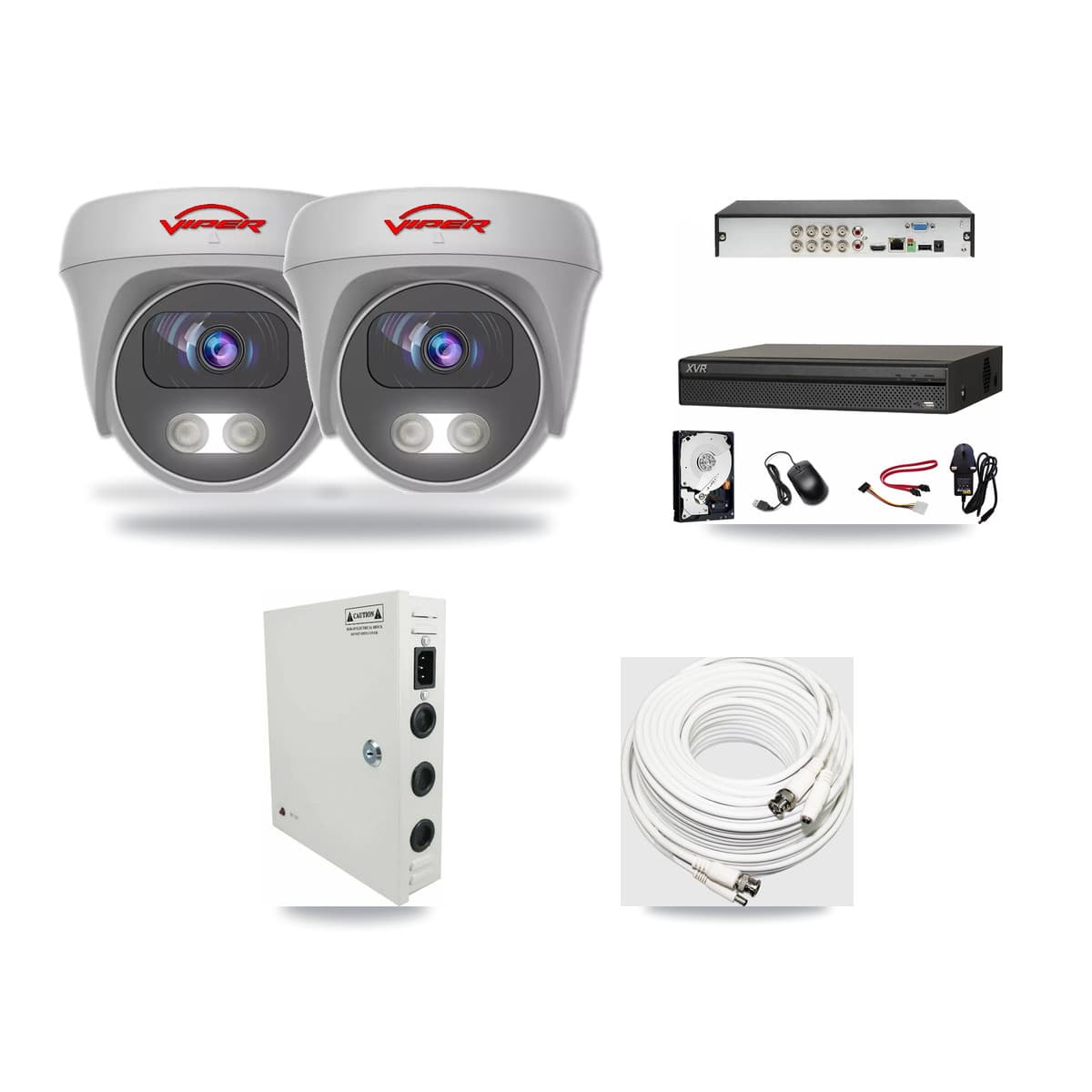 8-Channel 5MP CCTV Kit — 2 White Viper Cameras + 3TB Recording (XVR-3108AD Recorder) - Image 1