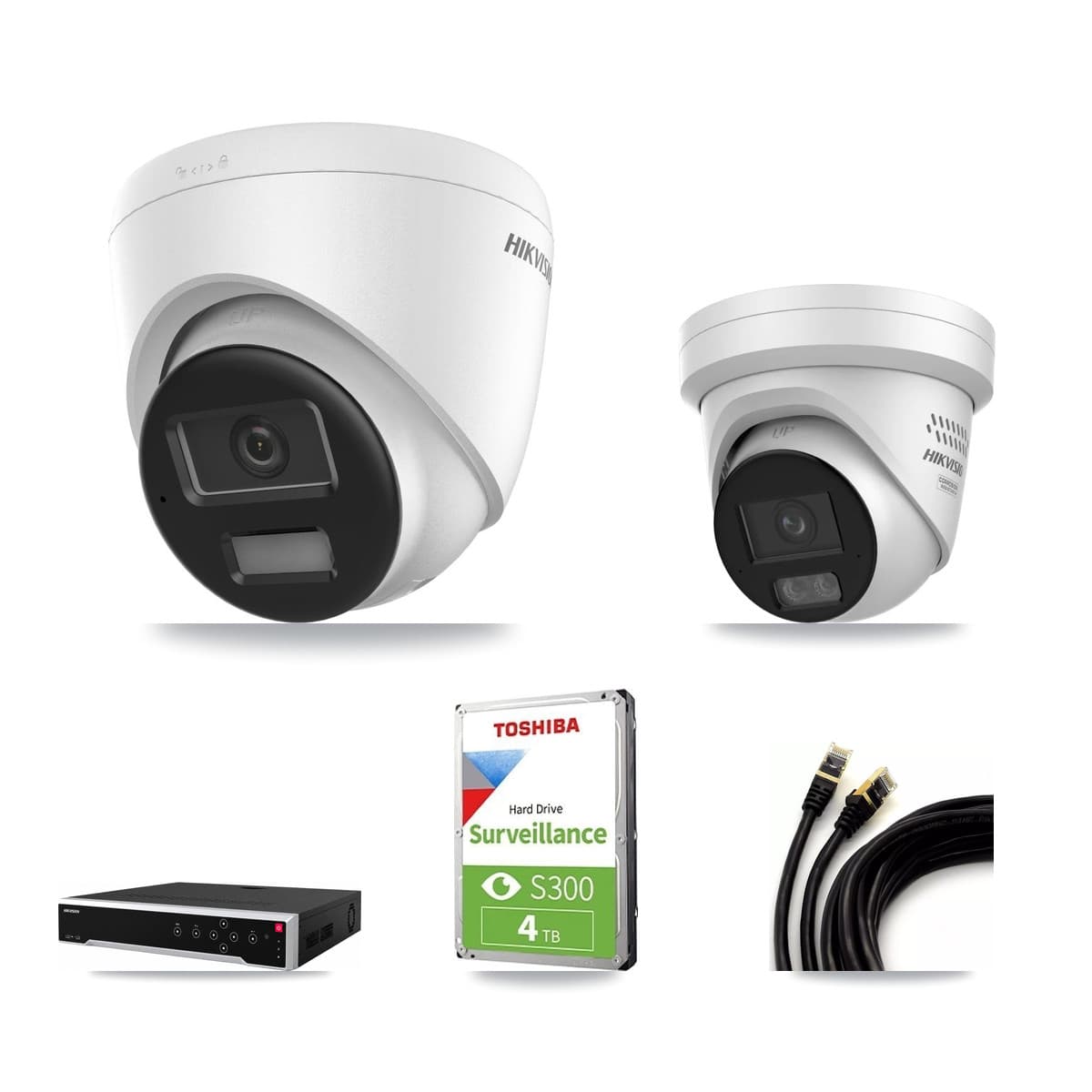Hikvision 32-Channel 4MP – 4K CCTV Kit — 1 DS-2CD1383G2-LIUF/SL 4K + 1 DS-2CD2347G3-LIS2UY/SL 4MP Turret Cameras + 4TB Recording (DS-7732NI-M4/24P Recorder) - Image 1